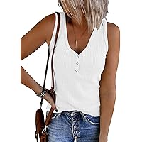 Kissfix Tank Tops for Women Summer Casual Cute Sleeveless Henley